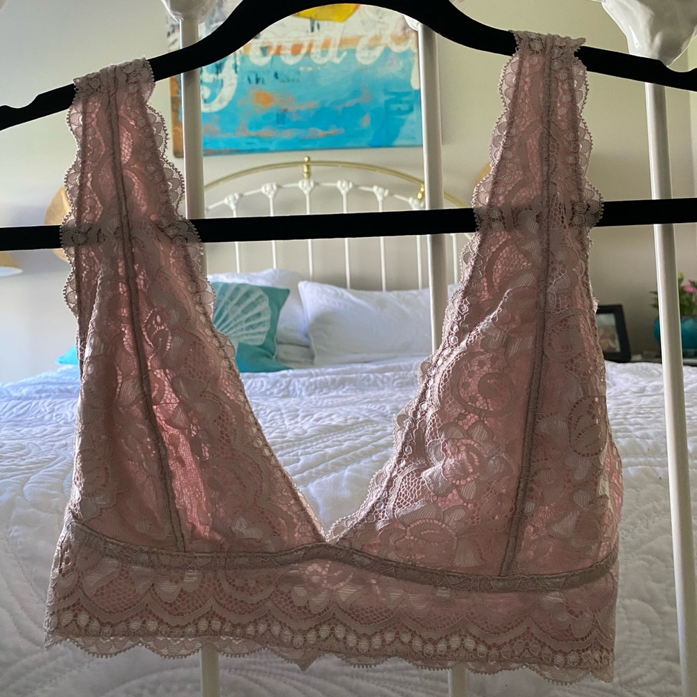 Pink lace bra